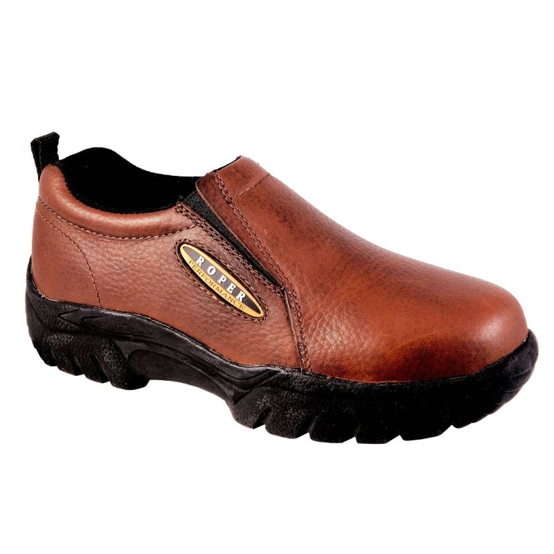 ROPER BOOTS WOMENS PERFORMANCE SLIP ON BAY BROWN TUMBLED LEATHER-BROWN - Click Image to Close