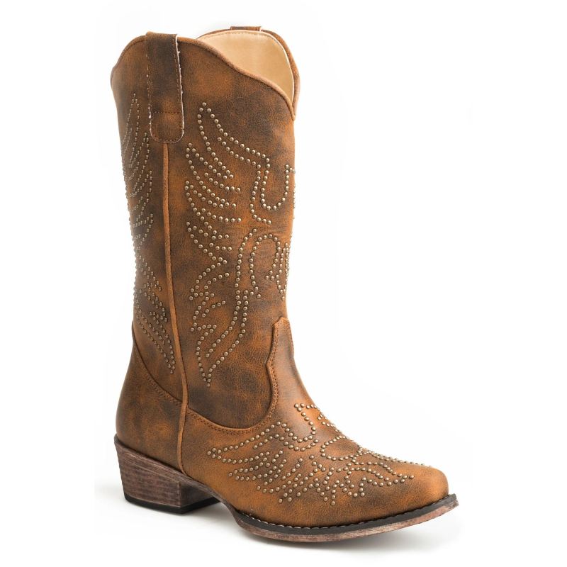 ROPER BOOTS WOMENS VINTAGE BROWN VAMP AND UPPER-BROWN ROPER BOOTS WOMENS VINTAGE BROWN VAMP AND UPPER-BROWN