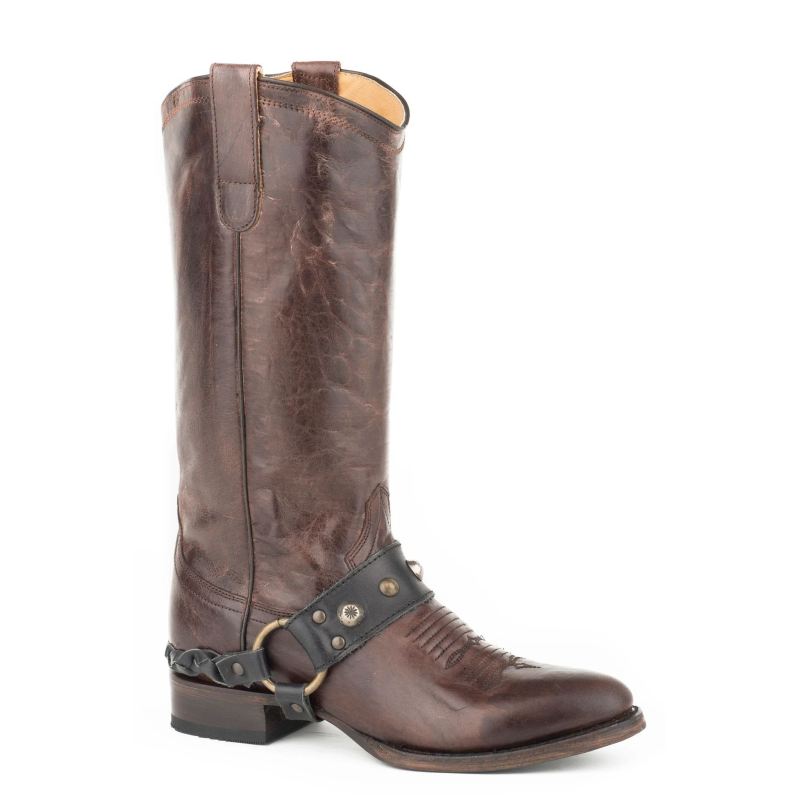 ROPER BOOTS WOMENS ALL OVER BROWN LEATHER-BROWN