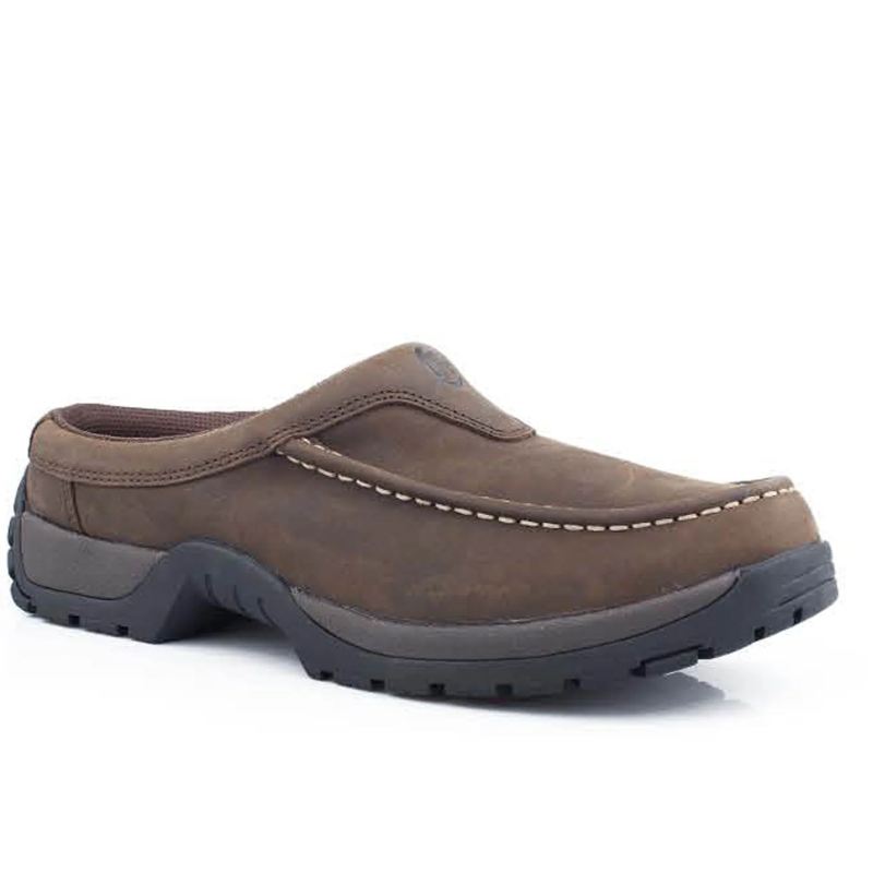 ROPER BOOTS MENS PERFORMANCE LITE SOLE SLIP ON OILED BROWN LEATHER WITH REMOVABLE INSOLE AND STIRRUP