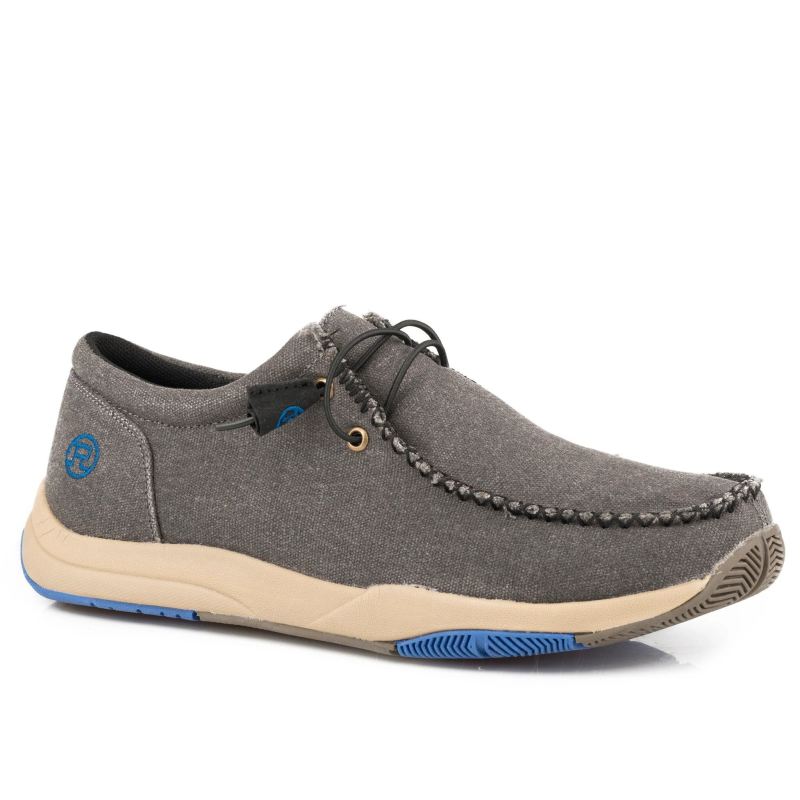 ROPER BOOTS MENS GREY CANVAS CHUKKA WITH TWO EYELETS ELASTIC LACES-GREY